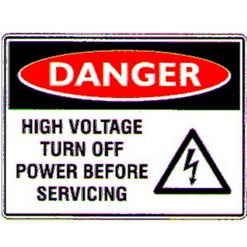 150x225mm Self Stick Danger High Voltage Turn Off Label - made by Signage