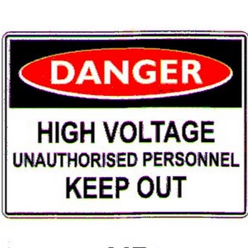 150x225mm Self Stick Danger High Voltage Unauth Label - made by Signage
