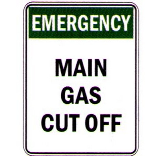 150x225mm Self Stick Emergency Main Gas Cut Off Label - made by Signage