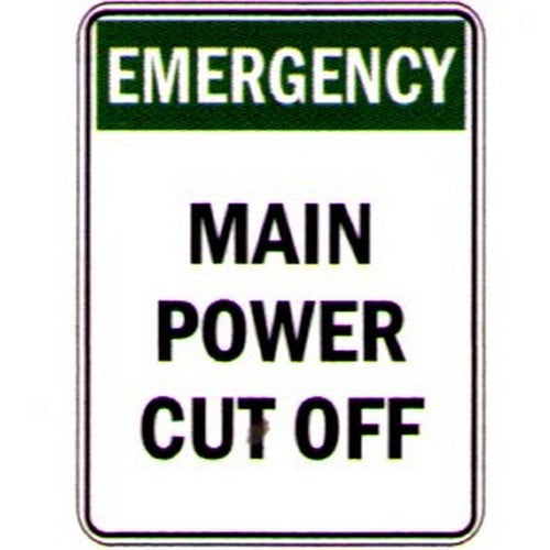 150x225mm Self Stick Emergency Main Power Cut Label - made by Signage