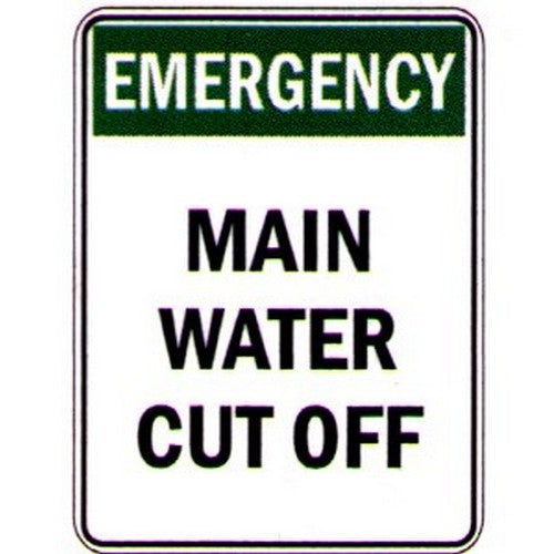 150x225mm Self Stick Emergency Main Water Cut Label - made by Signage