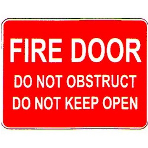 225x300mm Self Stick Fire Door Do Not Obs/Keep Open Label - made by Signage