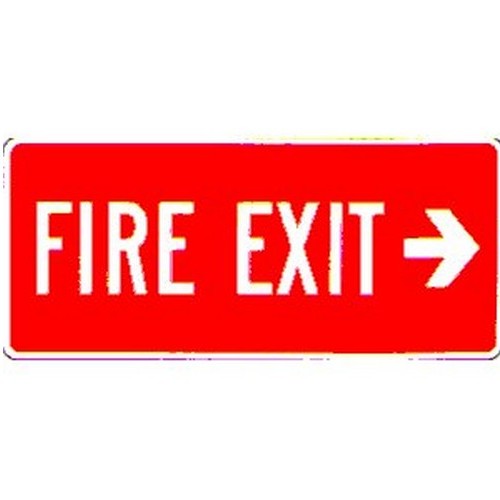 100x350mm Self Stick Fire Exit & Right Arrow Label - made by Signage