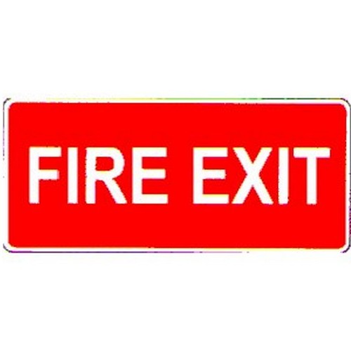 100x350mm Self Stick Fire Exit White On Red Label - made by Signage
