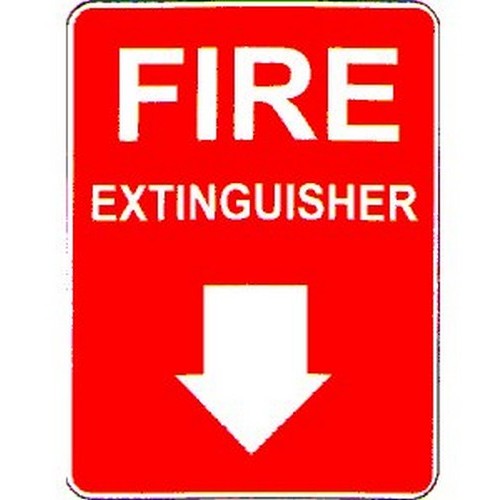 150x225mm Self Stick Fire Extinguisher & Arrow Label - made by Signage