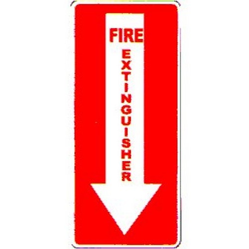 100x350mm Self Stick Fire Extinguisher On Arrow Label