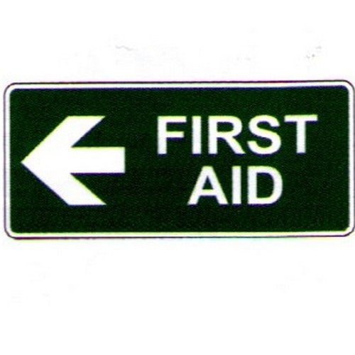 350x100mm Self Stick First Aid Left Arrow Label - made by Signage