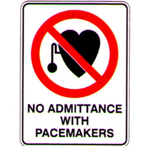 225x300mm Self Stick No Admittance.. Pacemaker Label - made by Signage