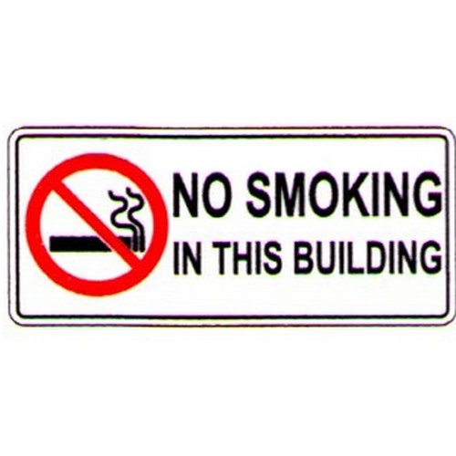 100x350mm Self Stick No Smoking In This Building Label - made by Signage