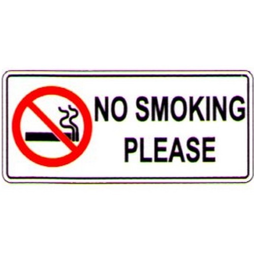100x350mm Self Stick No Smoking Please Label - made by Signage