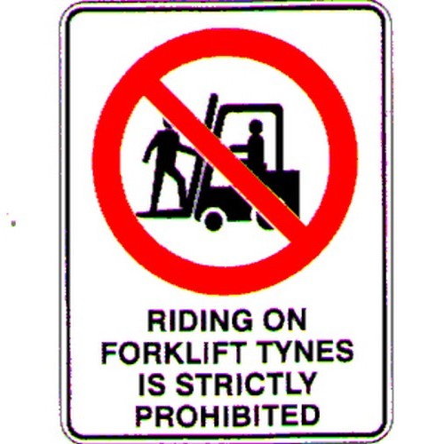 150x225mm Self Stick Riding On Forklift Tynes Label - made by Signage