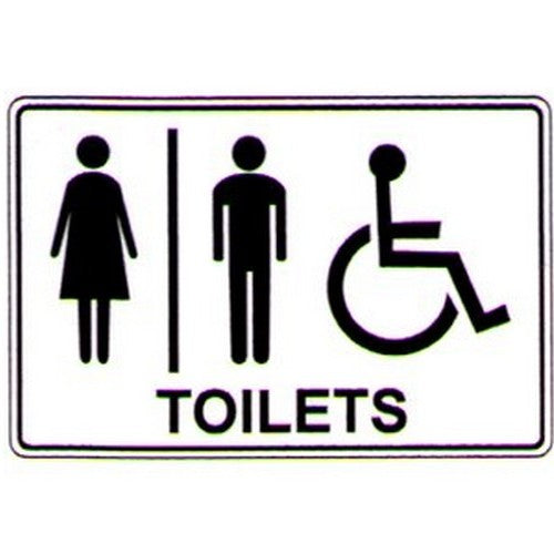 150x225mm Self Stick Toilets Ladies/Mens/Disabled Label - made by Signage