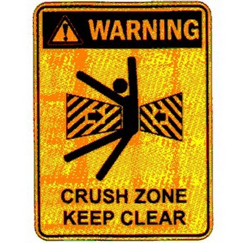 150x225mm Self Stick Warn Crush Zone Etc Label - made by Signage