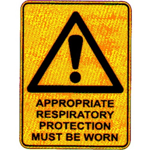150x225mm Self Stick Warning Appropriate Respiratory Label - made by Signage