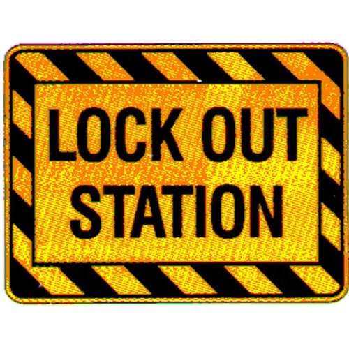 150x225mm Self Stick Warning Lock Out Station Label - made by Signage