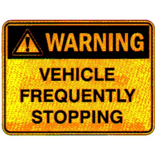 150x225mm Self Stick Warning Vehicle Freq.Stop. Label
