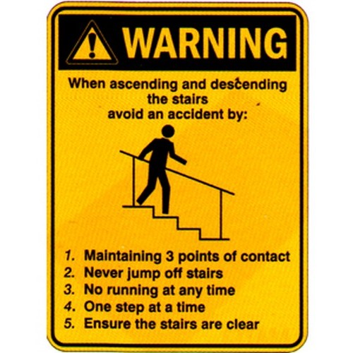 150x225mm Self Stick Warning When Ascending..Stairs Label - made by Signage