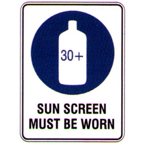 Metal 450x600mm Sun Screen Must Be Worn Sign