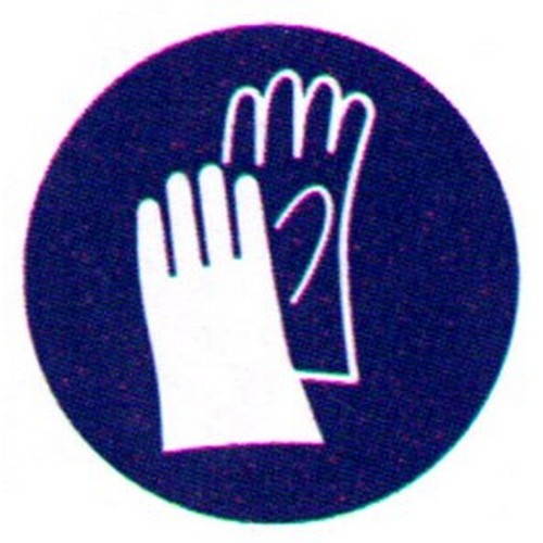 200mm Dia Self Stick Picto Gloves Label