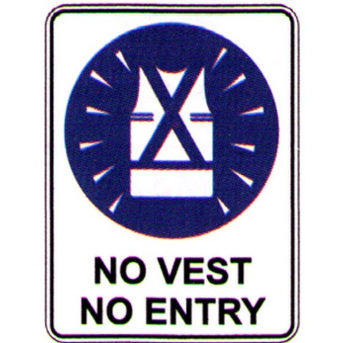 Metal 450x600mm Picto No Vest No Entry Sign