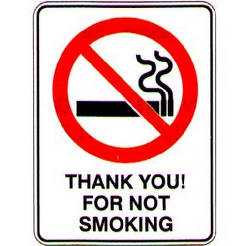Plastic 225x300mm Thank You! For Not Smoking Sign - made by Signage