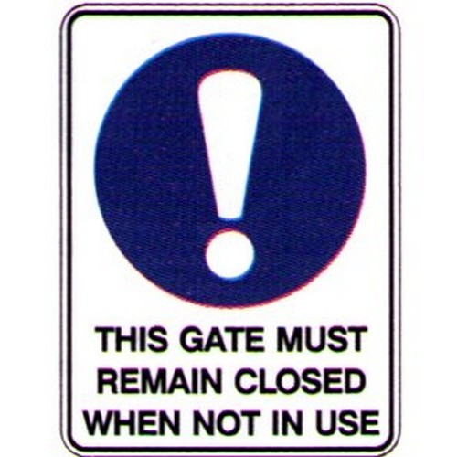 Plastic 225x300mm This Gate Must...Closed Etc Sign - made by Signage