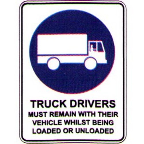Metal 450x600mm Truck Driver Must Remain... Sign - made by Signage