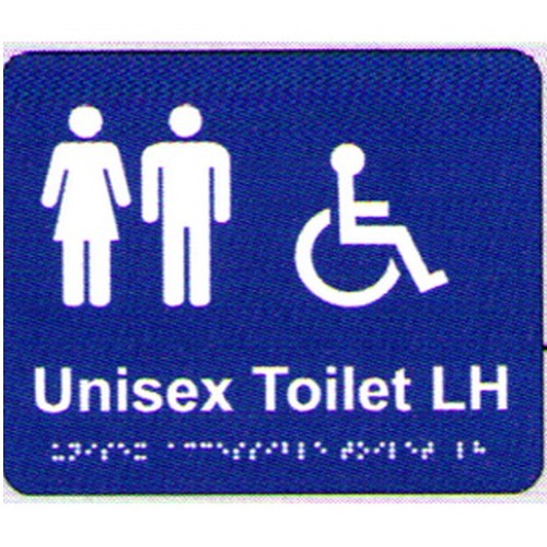 195x240mm PVC Unisex Acc.Toilet Lh Braille Sign - made by Signage