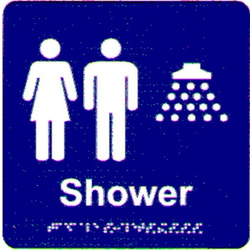 180x180mm PVC Unisex Shower Braille Sign - made by Signage