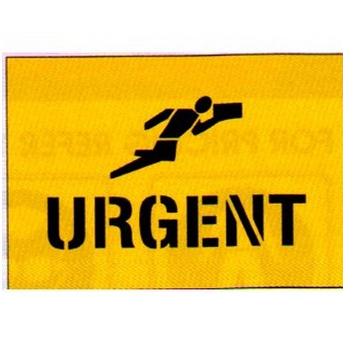 225x225mm UrgentWithPicto Packaging Stencil - made by Signage