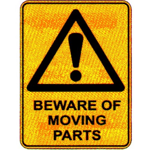 Pack Of 5 Self Stick 100x140mm Warn Beware Of Moving Labels - made by Signage