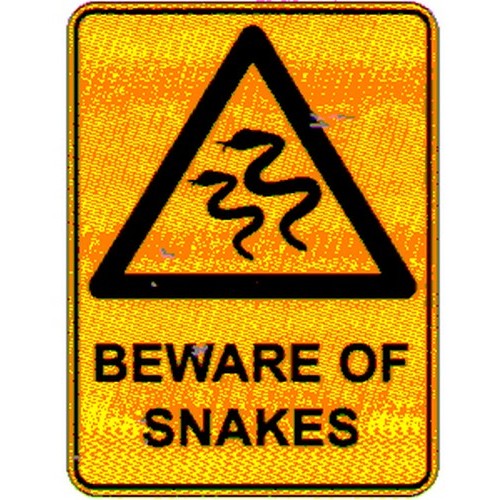 Metal 300x450mm Warning Beware Of Snakes Sign - made by Signage