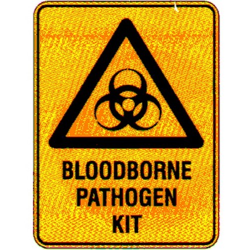 Plastic 225x300mm Warning Bloodborne Pathogen Kit Sign - made by Signage