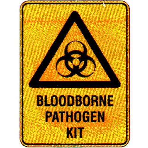 Blood Control Kit Sign Plastic Warning Bloodborne Pathogen Kit Sign - B-PROTECTED