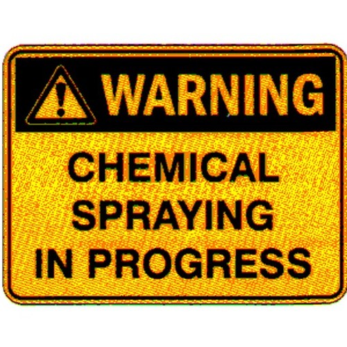 Metal 450x600mm Warning Chemical Spraying Sign - made by Signage