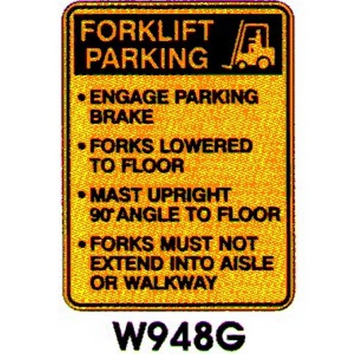 Metal 450x600mm Warning ForkLift Parking Instructions Sign - made by Signage