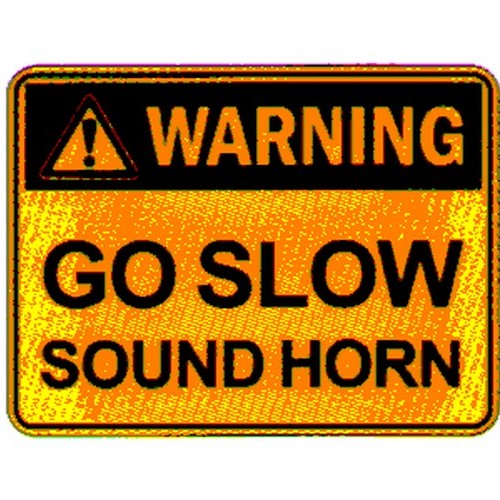 Metal 450x600mm Warning Go Slow Sound Horn Sign