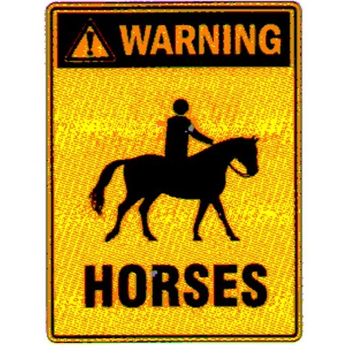 Metal 450x600mm Warning Horses WithPICTO Sign - made by Signage