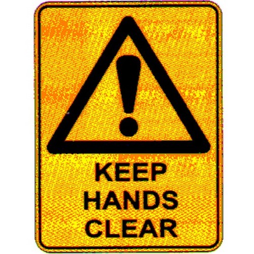 Pack of 5 Self Stick 55x90mm Warn Keep Hands Clear Labels - made by Signage