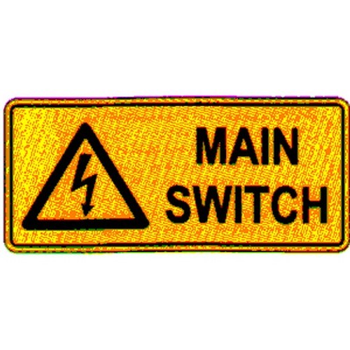 Metal 200x450mm Warning Main Switch Sign - made by Signage