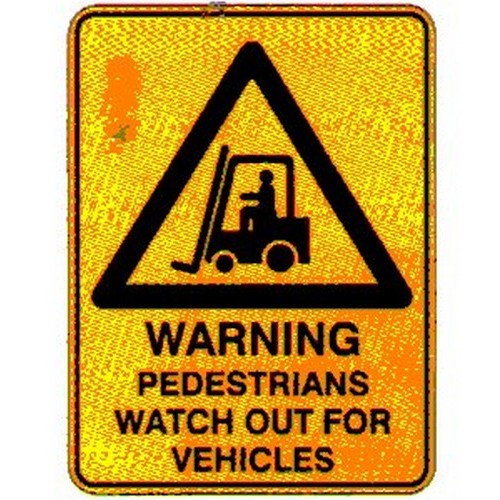 Metal 450x600mm Warning Pedestrians Watch Out Sign - made by Signage