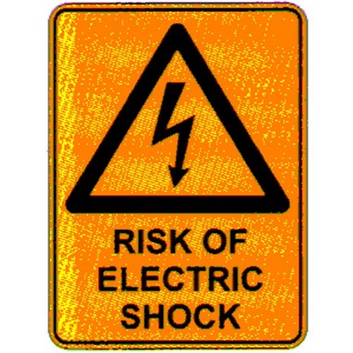 Pack Of 5 Self Stick 100x140mm Warn Risk Of Electric Shock Labels - made by Signage