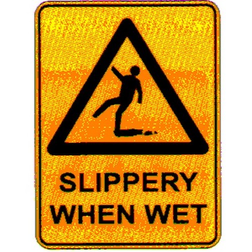 Metal 300x450mm Warn Slippery When Wet Sign - made by Signage