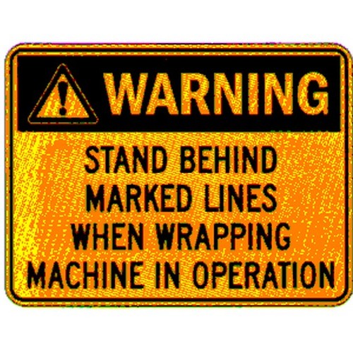 Metal 300x450mm Warning Stand Behind Marked. Sign - made by Signage