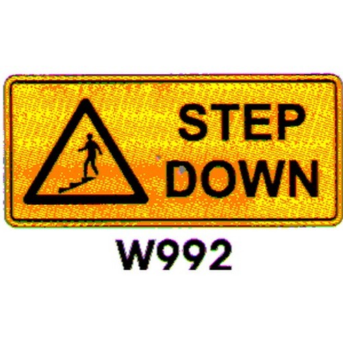 450x200mm Poly Warn Step Down Sign - made by Signage