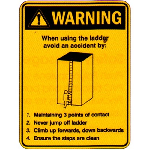 Pack Of 5 Self Stick 100x140mm Warning When.. Ladder Labels - made by Signage
