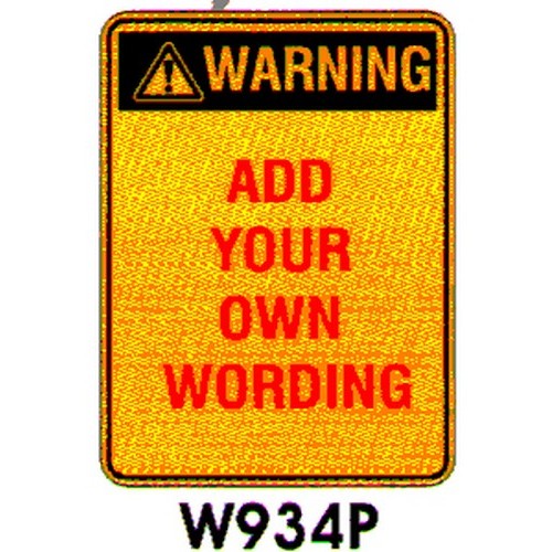 Metal 450x600mm Warning Word Blank P/Trait Sign