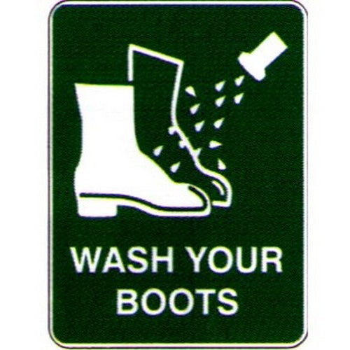 Plastic 225x300mm Wash Your Boots Sign - made by Signage