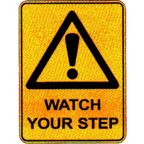 Metal 300x225mm Warn Watch Your Step Sign - made by Signage