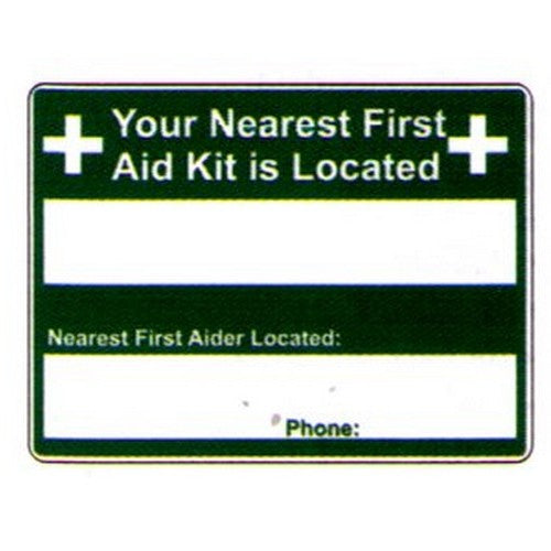 Plastic 450x300mm Your Nearest First Aid Kit.... Sign - made by Signage